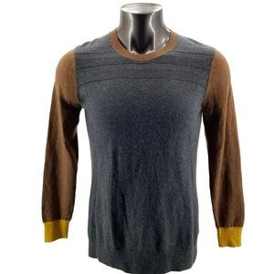 TOAD & CO Color Block Trillium Lambswool Crew  Womans Sweater Brown Gray Size XL